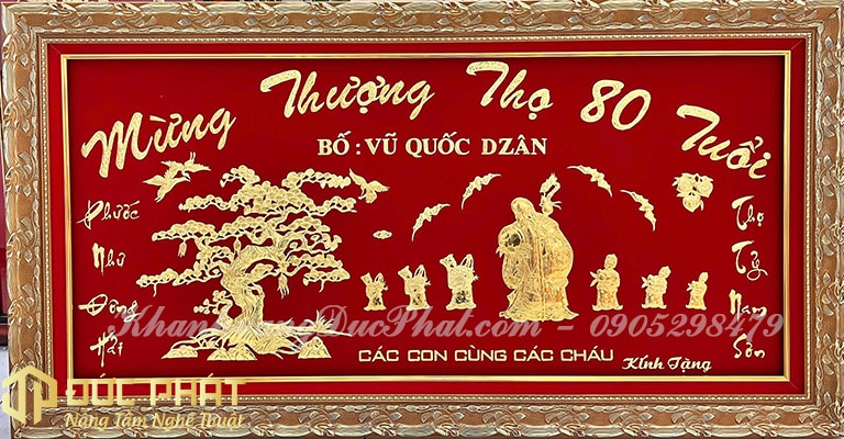 khánh vàng quà tặng mừng thọ cụ ông 80 tuổi 