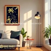 phòng khách treo tranh chữ gì