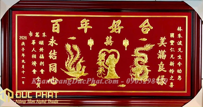 khánh vàng trăm năm hạnh phúc chữ hán
