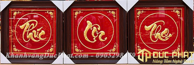 bộ tranh chữ phúc lộc thọ dát vàng