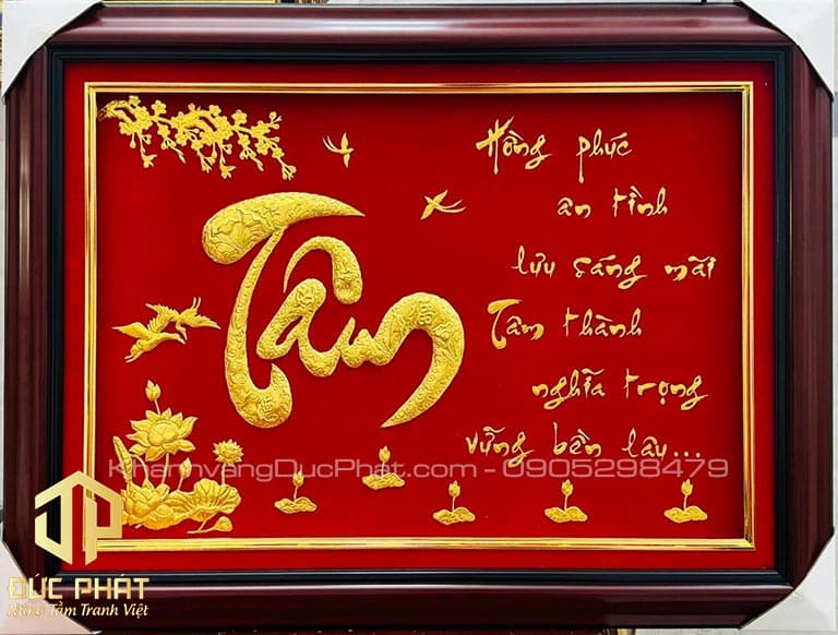 Tranh thư pháp dát vàng
