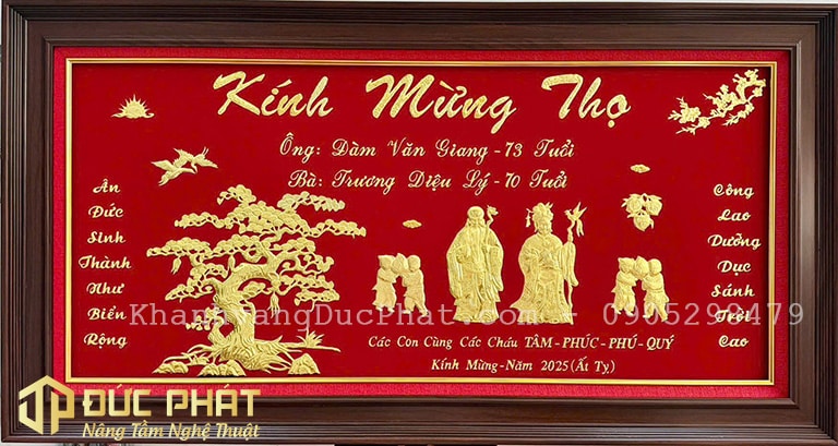 khánh vàng mừng song thọ ông bà